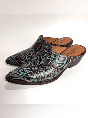 PATRICIA NASH Batista Tooled Leather Pointy Toe Mule